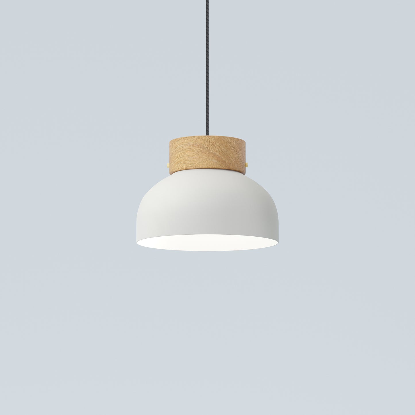 Reiko White Pendant Metal Wood Lamp - Robin Lamps
