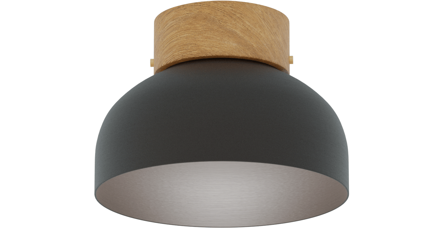 Reiko Black Ceiling Metal Wood Lamp - Robin Lamps