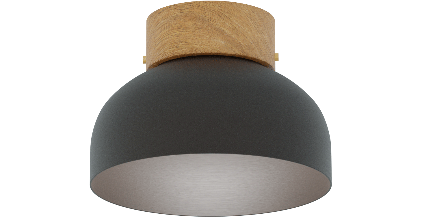 Reiko Black Ceiling Metal Wood Lamp - Robin Lamps