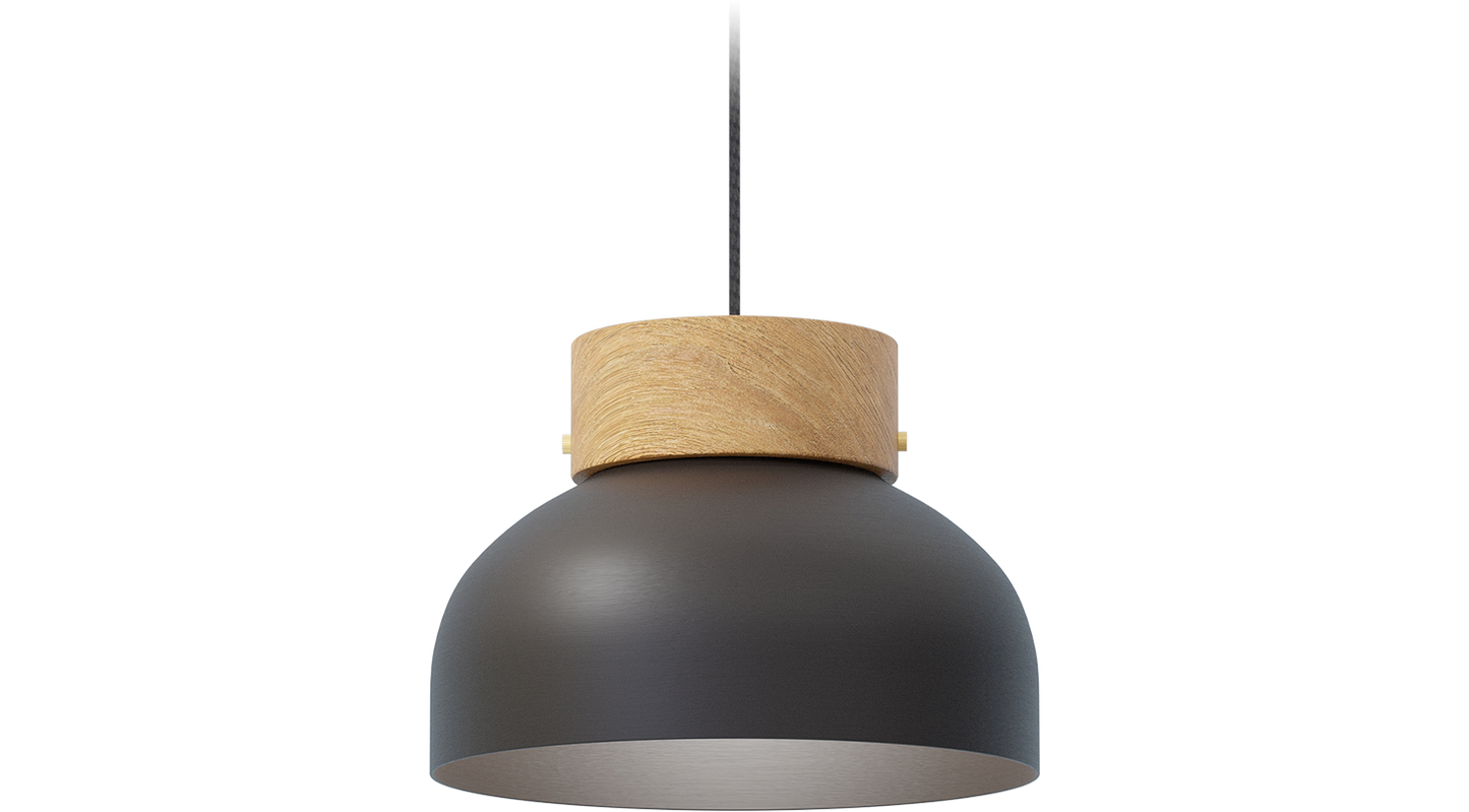 Reiko Black Pendant Metal Wood Lamp - Robin Lamps