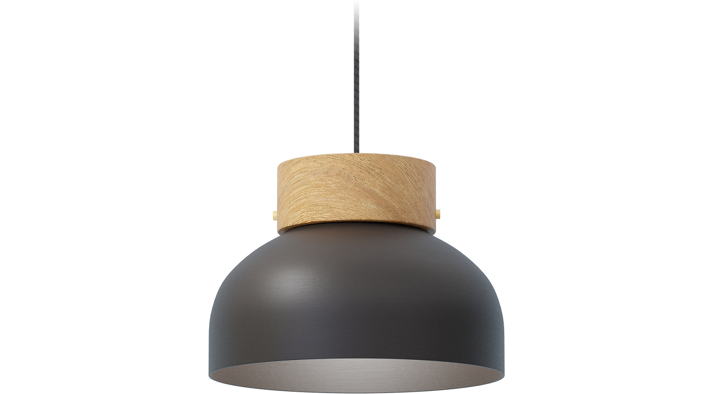 Reiko Black Pendant Metal Wood Lamp - Robin Lamps