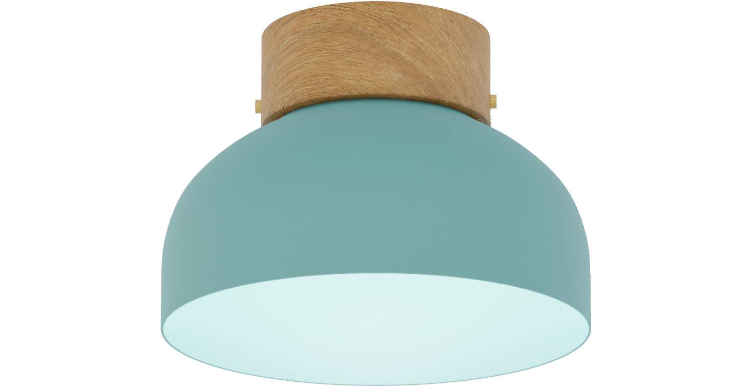 Reiko Blue Ceiling Metal Wood Lamp - Robin Lamps