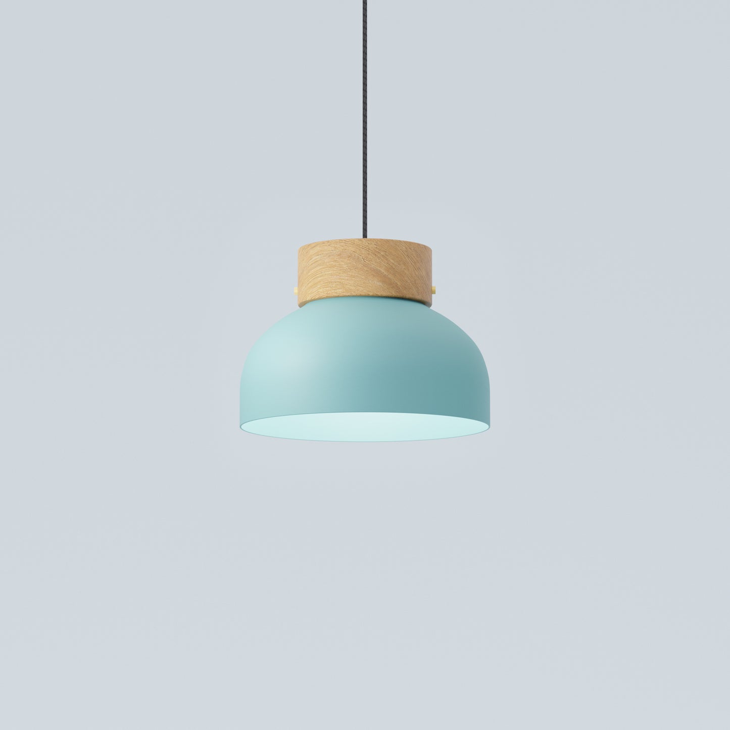 Reiko Blue Pendant Metal Wood Lamp - Robin Lamps